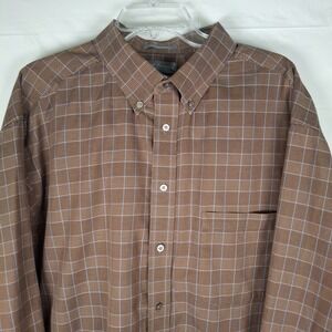 Daniel Cremieux Shirt Mens 3XT Tall‎ Long Sleeve Button Down Cotton Brown Plaid